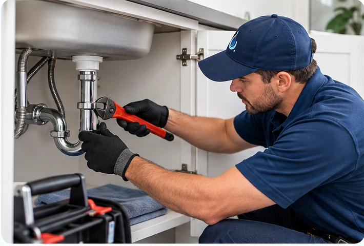 Austin plumber performing residential plumbing repairs